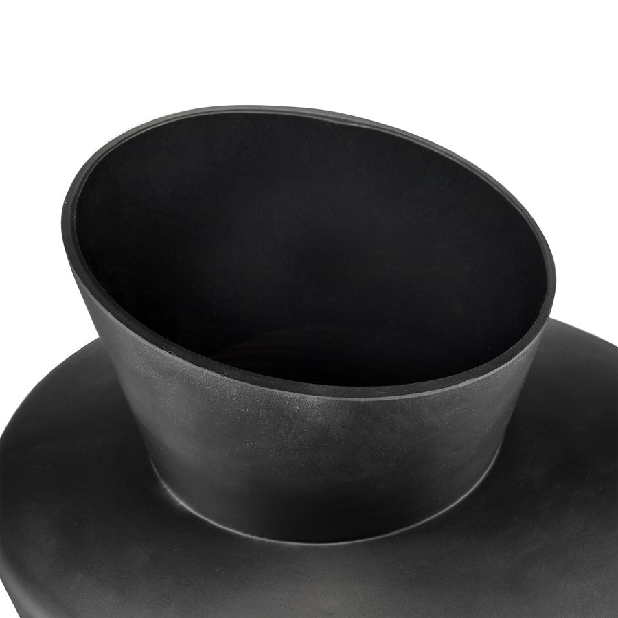 Atlas Lighting Tuxedo Medium Vase | Etched Black Textured Glass | Lodge & Modern Decor, Fresh Flowers or Sculpture | Model AC11659-02