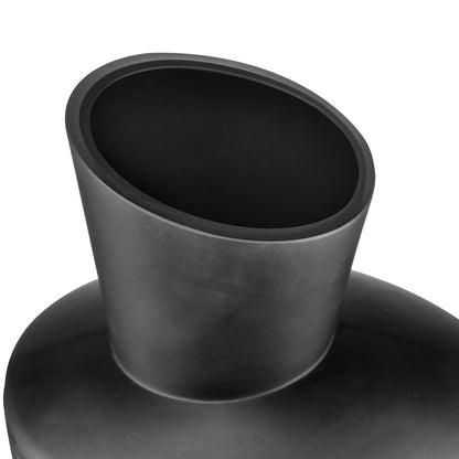 Atlas Lighting Tuxedo Large Vase | Etched Black Textured Glass | Lodge & Modern Decor, Fresh Flowers or Sculpture | Model AC11659-03
