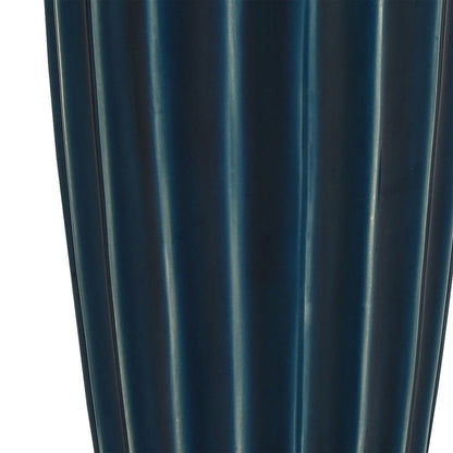 Atlas Lighting Virginia Vase | Midnight Blue Earthenware Fluted Decor | Entryway & Living Room Accent | 6.5 x 6.5 x 20 in | Model AC11665-01