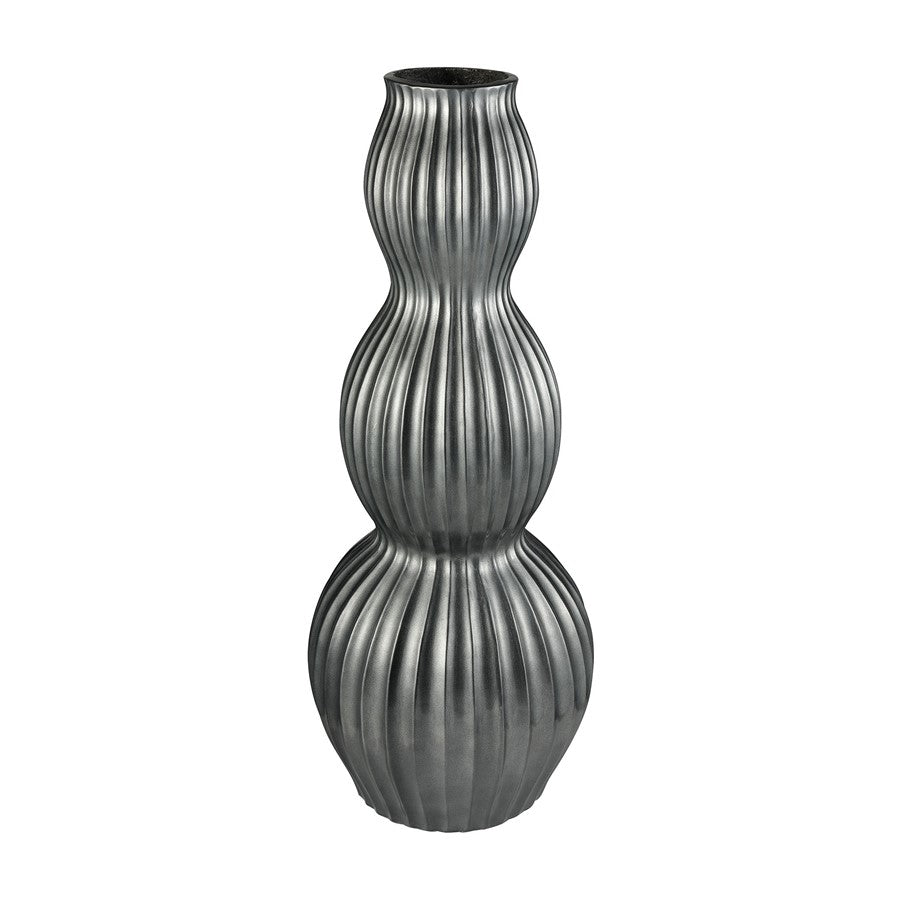 Atlas Lighting Vistula Planter | Pewter Composite Ridged Modern | Patio & Entryway Planter | 17.7 x 17.7 x 47.6 in | Model AC11666-01
