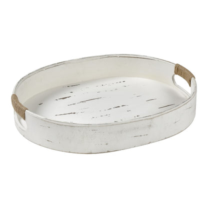 Atlas Lighting Waterfront Tray | Weathered White Wood Composite Rope Handles | Coastal & Farmhouse Serving Tray | 20 x 15.75 x 3 in | Model AC11668-01