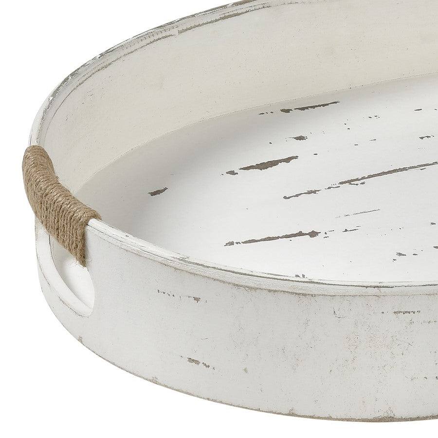 Atlas Lighting Waterfront Tray | Weathered White Wood Composite Rope Handles | Coastal & Farmhouse Serving Tray | 20 x 15.75 x 3 in | Model AC11668-01