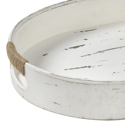 Atlas Lighting Waterfront Tray | Weathered White Wood Composite Rope Handles | Coastal & Farmhouse Serving Tray | 20 x 15.75 x 3 in | Model AC11668-01