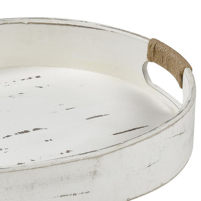Atlas Lighting Waterfront Tray | Weathered White Wood Composite Rope Handles | Coastal & Farmhouse Serving Tray | 20 x 15.75 x 3 in | Model AC11668-01