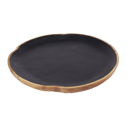 Atlas Lighting Weller 18in Black & Natural Wood Decorative Plate | Modern Handmade Suar Wood | Wall Art & Tabletop Display | Model AC11675-01