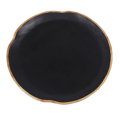 Atlas Lighting Weller 18in Black & Natural Wood Decorative Plate | Modern Handmade Suar Wood | Wall Art & Tabletop Display | Model AC11675-01