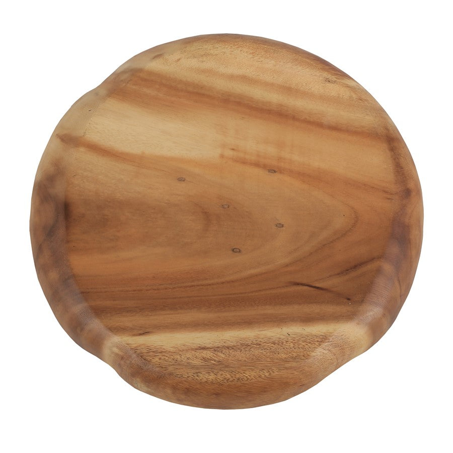 Atlas Lighting Weller 18in Black & Natural Wood Decorative Plate | Modern Handmade Suar Wood | Wall Art & Tabletop Display | Model AC11675-01