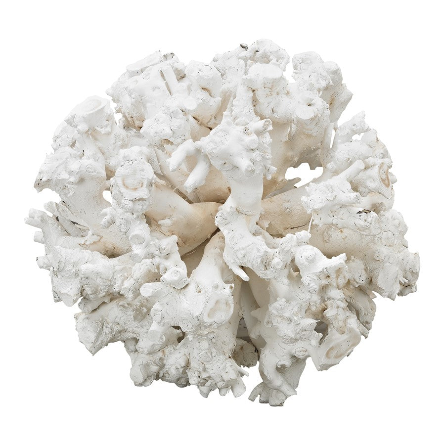 Atlas Lighting Whitefield 18in Round Wood Sculpture | White Painted Driftwood Style | Living Room & Entryway Decor | Model AC11680-01