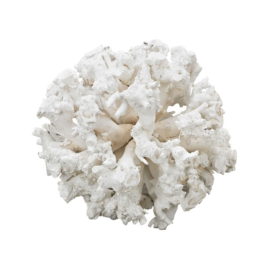 Atlas Lighting Whitefield 18in Round Wood Sculpture | White Painted Driftwood Style | Living Room & Entryway Decor | Model AC11680-01