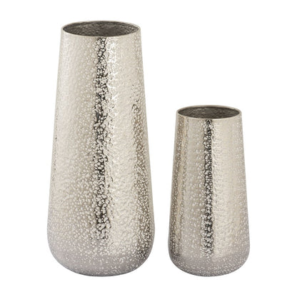 Atlas Lighting Willa Set of 2 Hammered Silver Metal Vases | Modern Contemporary Decor | Living Room & Entryway Accent | Model AC11683-01S