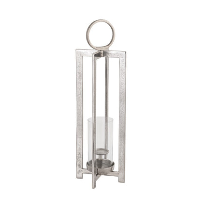 Atlas Lighting Wilmot 26in Silver Candle Lantern | Traditional Metal & Glass | Entryway & Patio Decor | 8 x 8 x 26 in | Model AC11684-01