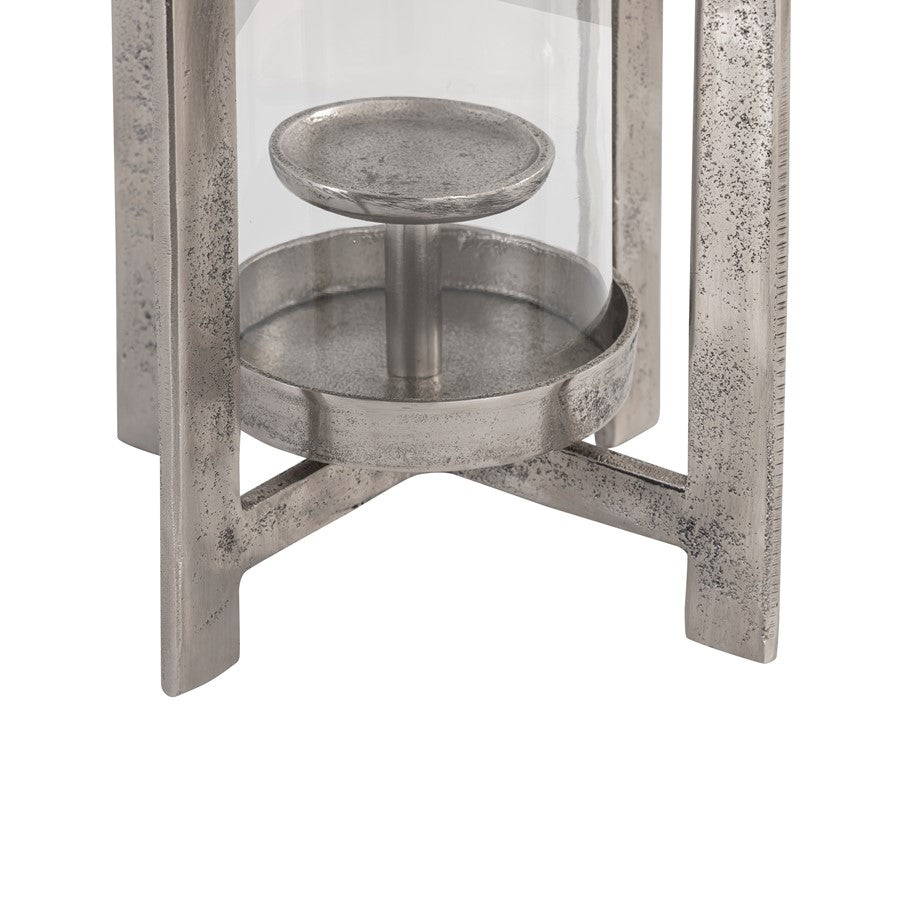 Atlas Lighting Wilmot 26in Silver Candle Lantern | Traditional Metal & Glass | Entryway & Patio Decor | 8 x 8 x 26 in | Model AC11684-01