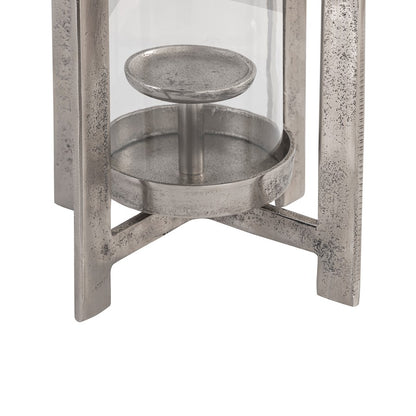 Atlas Lighting Wilmot 26in Silver Candle Lantern | Traditional Metal & Glass | Entryway & Patio Decor | 8 x 8 x 26 in | Model AC11684-01