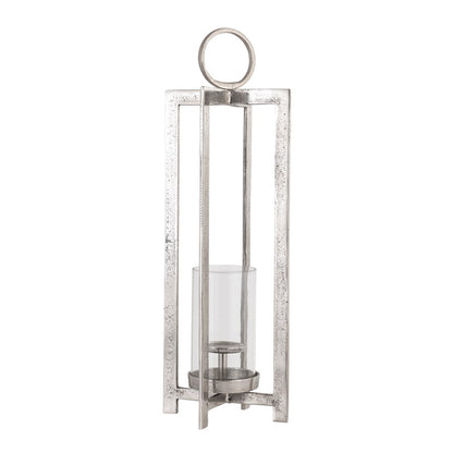 Atlas Lighting Wilmot 10in Silver Metal Candle Lantern | Traditional Polished Nickel & Clear Glass | Entryway & Porch Accent | Model AC11684-02