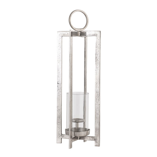 Atlas Lighting Wilmot 10in Silver Metal Candle Lantern | Traditional Polished Nickel & Clear Glass | Entryway & Porch Accent | Model AC11684-02