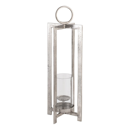 Atlas Lighting Wilmot 10in Silver Metal Candle Lantern | Traditional Polished Nickel & Clear Glass | Entryway & Porch Accent | Model AC11684-02