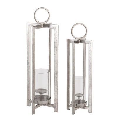 Atlas Lighting Wilmot 10in Silver Metal Candle Lantern | Traditional Polished Nickel & Clear Glass | Entryway & Porch Accent | Model AC11684-02