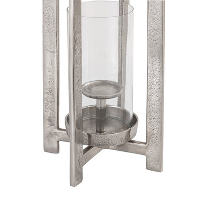 Atlas Lighting Wilmot 10in Silver Metal Candle Lantern | Traditional Polished Nickel & Clear Glass | Entryway & Porch Accent | Model AC11684-02