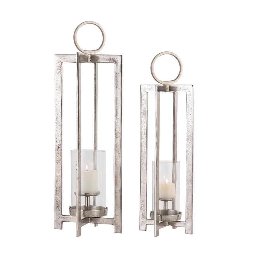 Atlas Lighting Wilmot 10in Silver Metal Candle Lantern | Traditional Polished Nickel & Clear Glass | Entryway & Porch Accent | Model AC11684-02