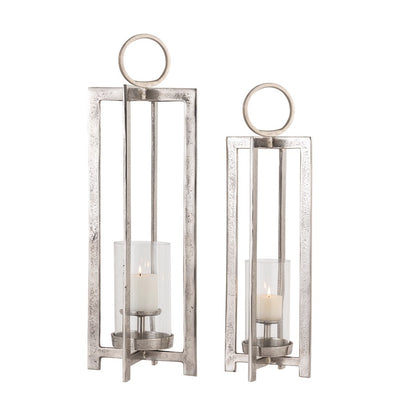 Atlas Lighting Wilmot 10in Silver Metal Candle Lantern | Traditional Polished Nickel & Clear Glass | Entryway & Porch Accent | Model AC11684-02