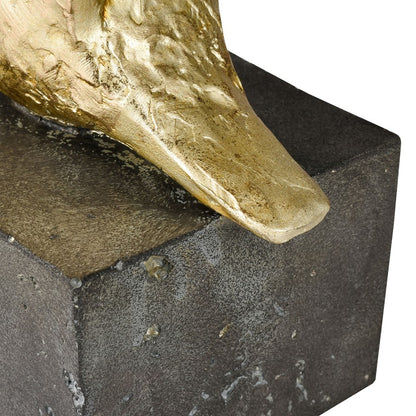Atlas Lighting Winged Bird 11in Gold Resin Bird Sculpture Set of 3 | Modern & Aged Black Base | Bookshelf & Display Accent | Model AC11687-01S