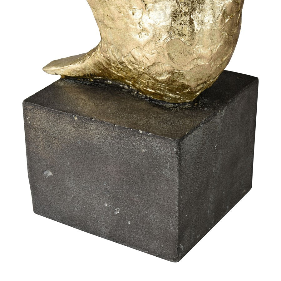 Atlas Lighting Winged Bird 11in Gold Resin Bird Sculpture Set of 3 | Modern & Aged Black Base | Bookshelf & Display Accent | Model AC11687-01S