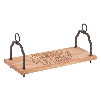 Atlas Lighting You Are My Sunshine 24in Natural Wood Swing | Traditional Mango & Black Metal | Entryway & Wall Decor | Model AC11691-01