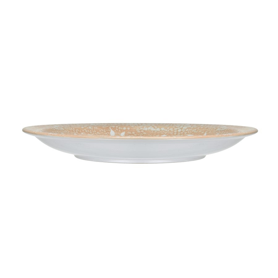 Atlas Lighting Yvonne 18in Round Decorative Charger | Cream Glazed Earthenware with White Floral | Dining Room & Tabletop Accent | Model AC11692-01