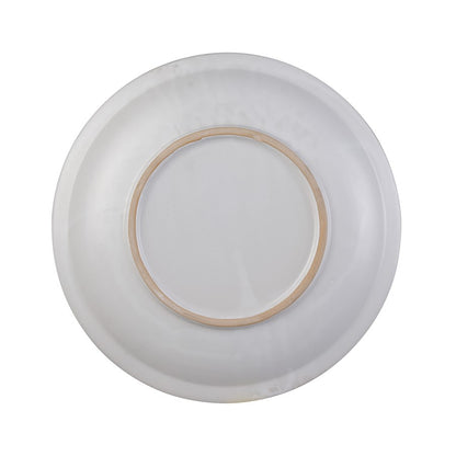 Atlas Lighting Yvonne 18in Round Decorative Charger | Cream Glazed Earthenware with White Floral | Dining Room & Tabletop Accent | Model AC11692-01