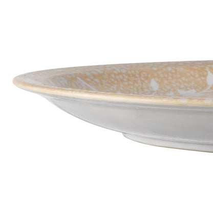Atlas Lighting Yvonne 18in Round Decorative Charger | Cream Glazed Earthenware with White Floral | Dining Room & Tabletop Accent | Model AC11692-01
