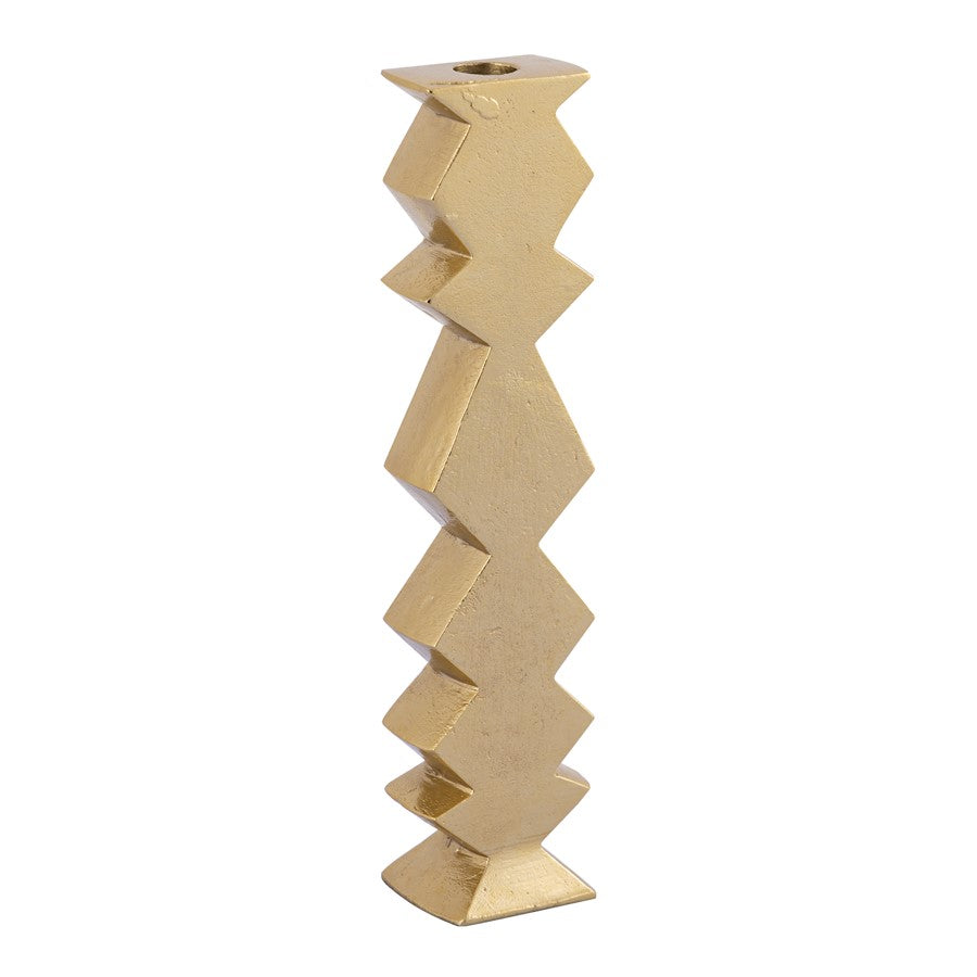 Atlas Lighting Zig Zag 12in Taper Candle Holder Set of 3 | Aged Brass Metal | Dining Table & Mantel Decor | 2.5 x 1.5 x 12 in | Model AC11694-01S