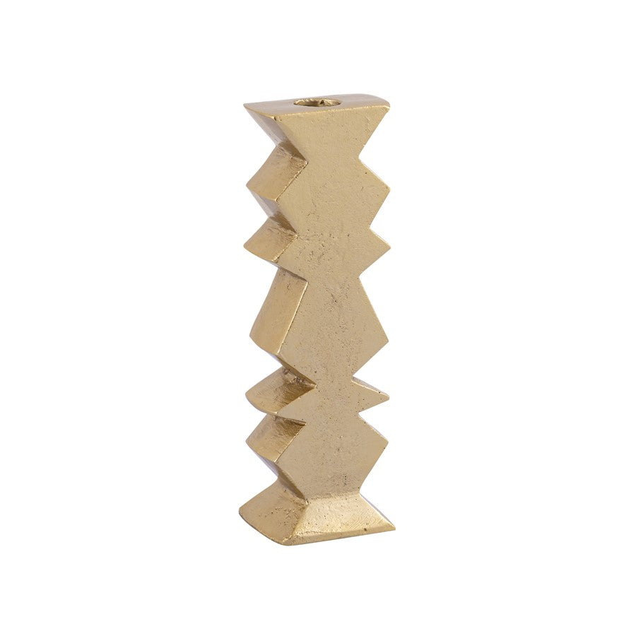 Atlas Lighting Zig Zag 12in Taper Candle Holder Set of 3 | Aged Brass Metal | Dining Table & Mantel Decor | 2.5 x 1.5 x 12 in | Model AC11694-01S