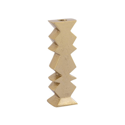 Atlas Lighting Zig Zag 12in Taper Candle Holder Set of 3 | Aged Brass Metal | Dining Table & Mantel Decor | 2.5 x 1.5 x 12 in | Model AC11694-01S