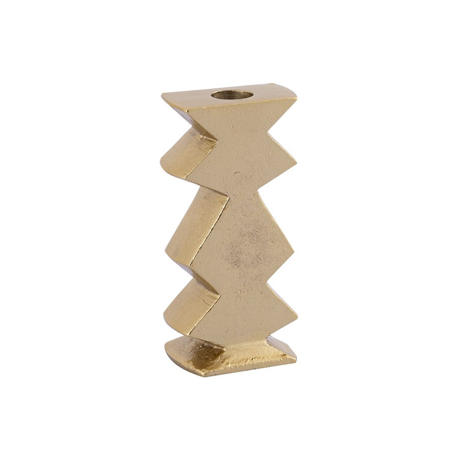Atlas Lighting Zig Zag 12in Taper Candle Holder Set of 3 | Aged Brass Metal | Dining Table & Mantel Decor | 2.5 x 1.5 x 12 in | Model AC11694-01S