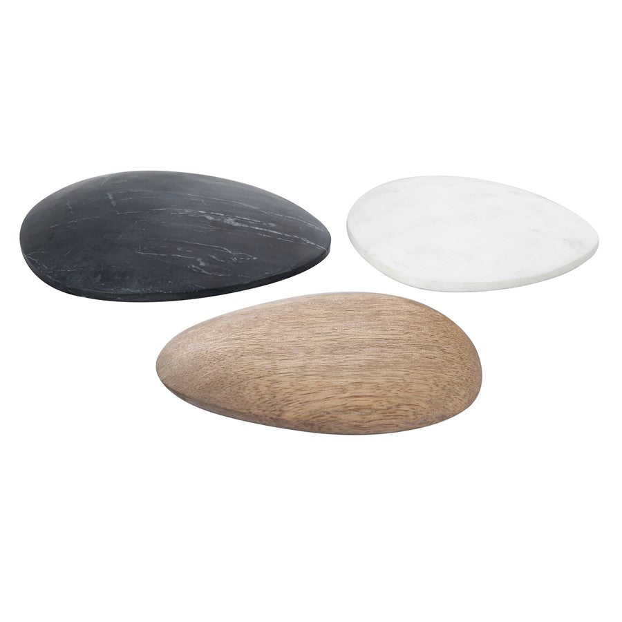 Atlas Lighting Cairn Decorative Objects, Set of 3 | Black Marble & Wood Transitional Decor | Coffee Table & Shelf Accent | Model AC11700-01S