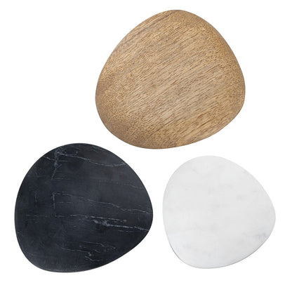 Atlas Lighting Cairn Decorative Objects, Set of 3 | Black Marble & Wood Transitional Decor | Coffee Table & Shelf Accent | Model AC11700-01S