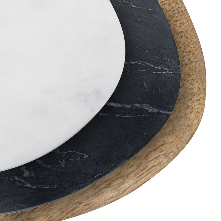 Atlas Lighting Cairn Decorative Objects, Set of 3 | Black Marble & Wood Transitional Decor | Coffee Table & Shelf Accent | Model AC11700-01S