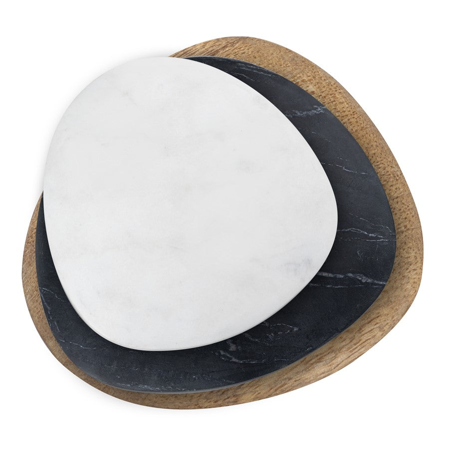Atlas Lighting Cairn Decorative Objects, Set of 3 | Black Marble & Wood Transitional Decor | Coffee Table & Shelf Accent | Model AC11700-01S