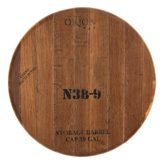 Atlas Lighting Wine Cask Lazy Susan | Natural Wood & Black Metal Traditional Decor | Kitchen & Dining Table Serving | Model AC11701-01