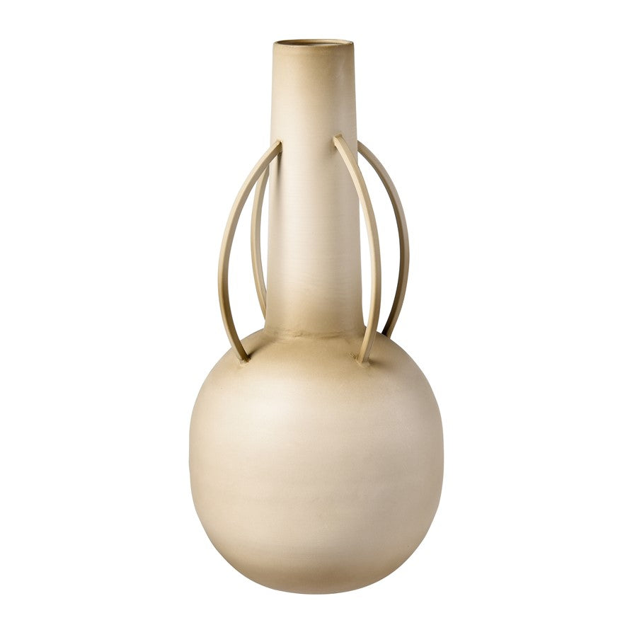Atlas Lighting Delia Bottle II | Burnt Ivory Metal Modern Decorative Vase | Living Room & Entryway Display | 7.5 x 7.5 x 15 in | Model AC11702-01