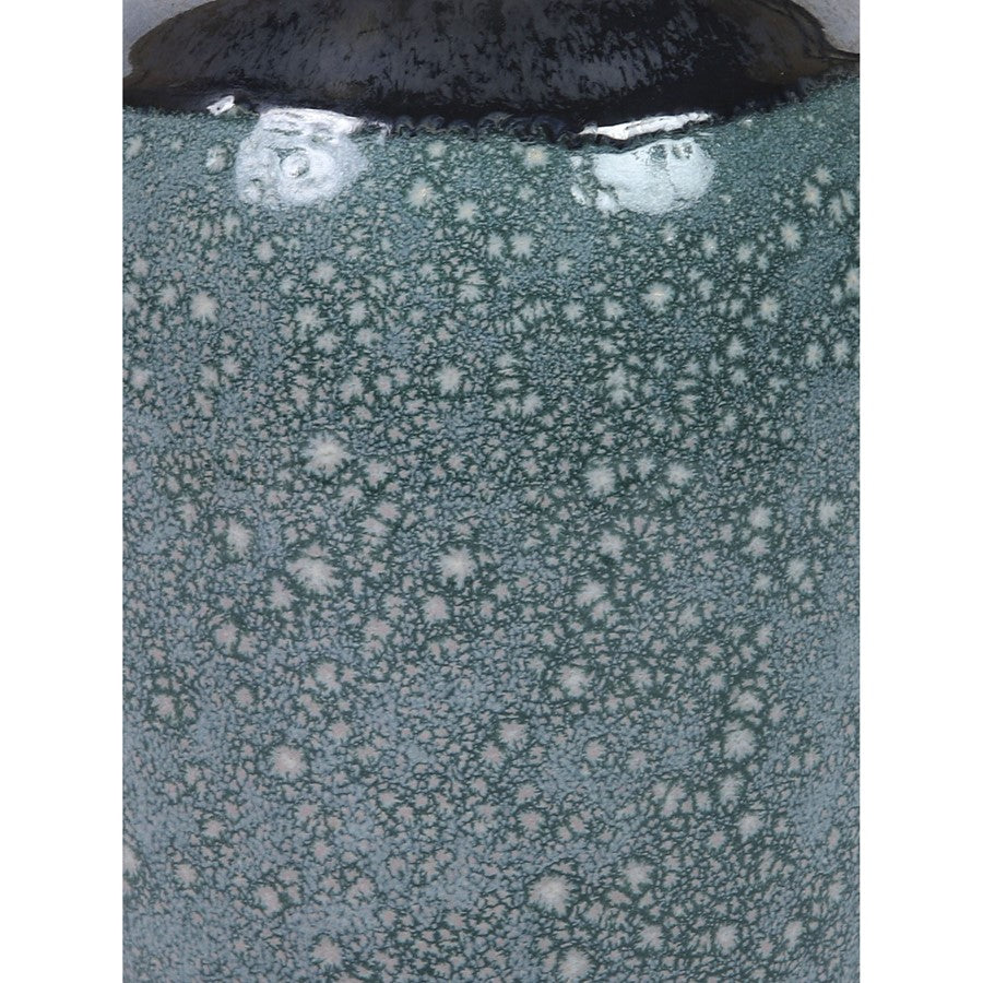 Atlas Lighting Clayton 8in Blue Glazed Earthenware Vase | Transitional Two-Tone Glaze | Side Table & Console Accent | Model AC11703-01