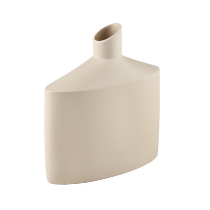 Atlas Lighting Ralls 8.75in Beige Earthenware Vase | Transitional Sculptural Shape | Side Table & Console Accent | Model AC11706-01