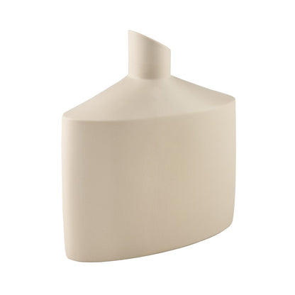 Atlas Lighting Ralls 8.75in Beige Earthenware Vase | Transitional Sculptural Shape | Side Table & Console Accent | Model AC11706-01