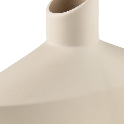 Atlas Lighting Ralls 8.75in Beige Earthenware Vase | Transitional Sculptural Shape | Side Table & Console Accent | Model AC11706-01