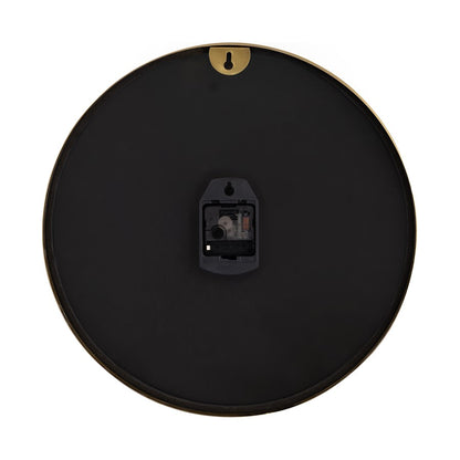 Atlas Lighting Onyx 16in Round Wall Clock | Black Wood Composite and Gold Metal | Living Room & Office | 16 x 16 x 2 in | Model CK11009-01