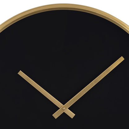 Atlas Lighting Onyx 16in Round Wall Clock | Black Wood Composite and Gold Metal | Living Room & Office | 16 x 16 x 2 in | Model CK11009-01
