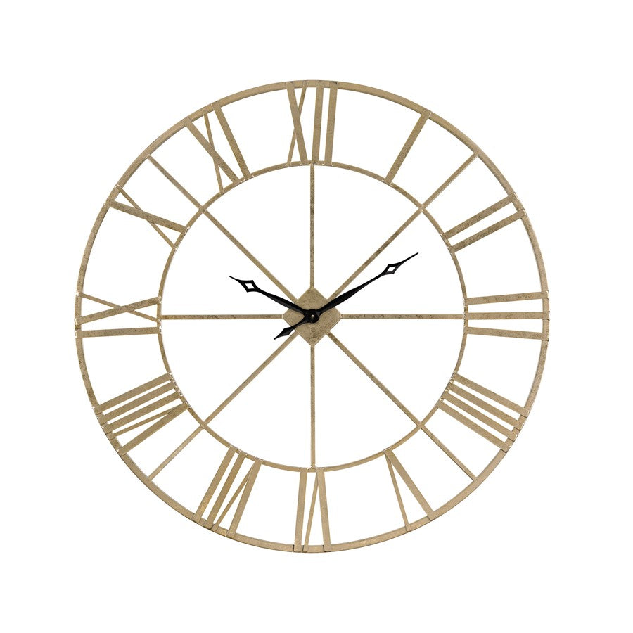 Atlas Lighting Pimlico 48in Round Wall Clock | Gold and Black Metal | Living Room & Office | 48 x 48 x 1 in | Model CK11011-01