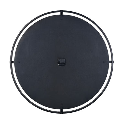 Atlas Lighting Schiller 33in Round Wall Clock | Light Oak and Black Wood Metal | Kitchen & Living Room | 33 x 33 x 1.75 in | Model CK11012-01