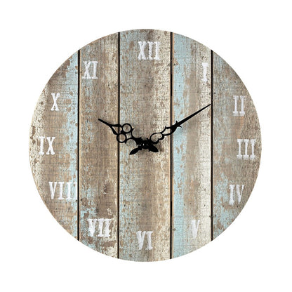 Atlas Lighting Wooden Roman 16in Wall Clock | Weathered Blue Wood and Black Metal | Living Room & Kitchen Decor | 16 x 1 x 16 in | Model CK11016-01