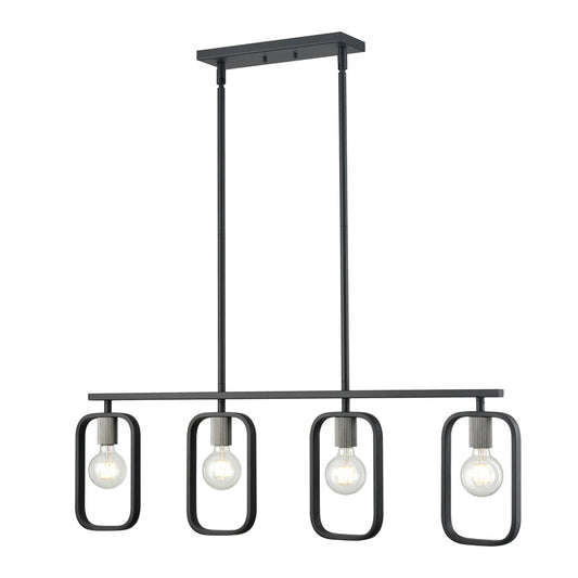Atlas Lighting 39in 4-Light Linear Chandelier | Black Metal Rectangular | Kitchen Island & Dining Room | 39 x 4.49 x 12.05 in | Model CL11002-BK